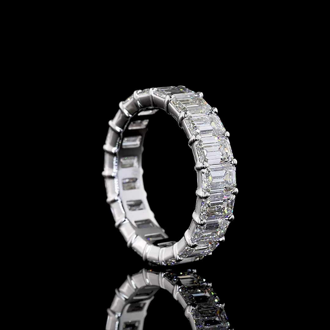 5.27 Cts 18k White Gold Emerald Shape Eternity Band Eternity Band - Image 2