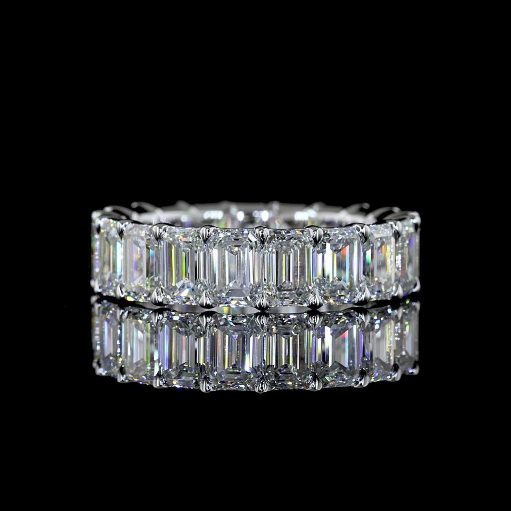5.27 Cts 18k White Gold Emerald Shape Eternity Band Eternity Band - Video