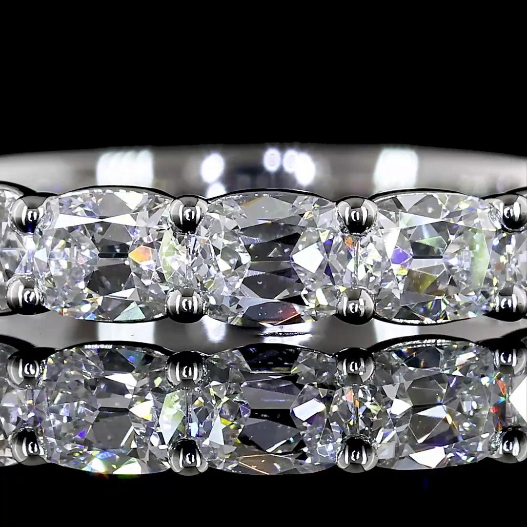 1.42 Cts Platinum Antique Cushion Shape 3/4 Band Eternity Band - Image 3