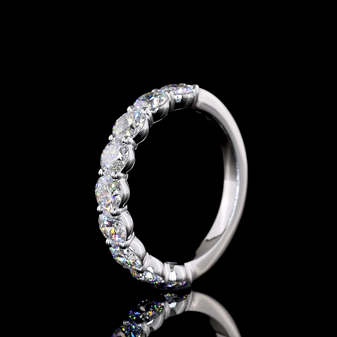 1.52 Cts 14k White Gold Round Shape Half Eternity Eternity Band - Image 4