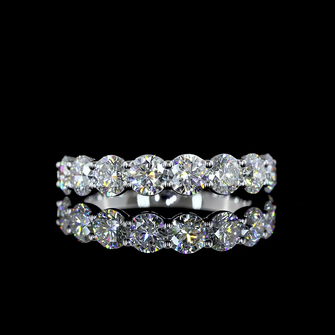 1.52 Cts 14k White Gold Round Shape Half Eternity Eternity Band - Video