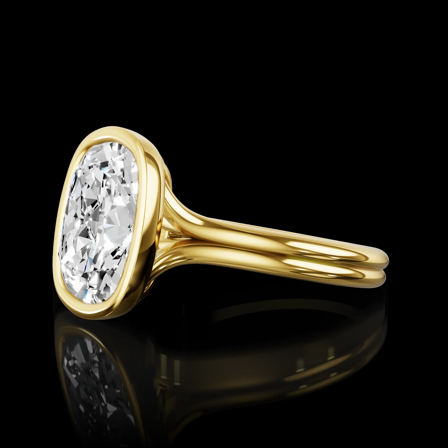 4.05 Cts 14k Yellow Gold Cushion Modified Shape Solitaire Ring - Image 2