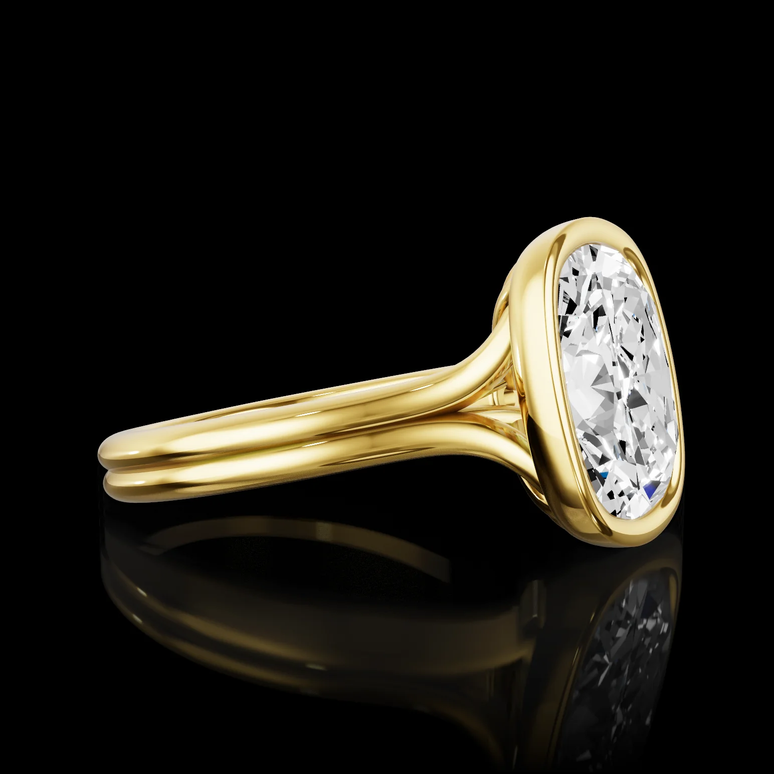 4.05 Cts 14k Yellow Gold Cushion Modified Shape Solitaire Ring - Image 3