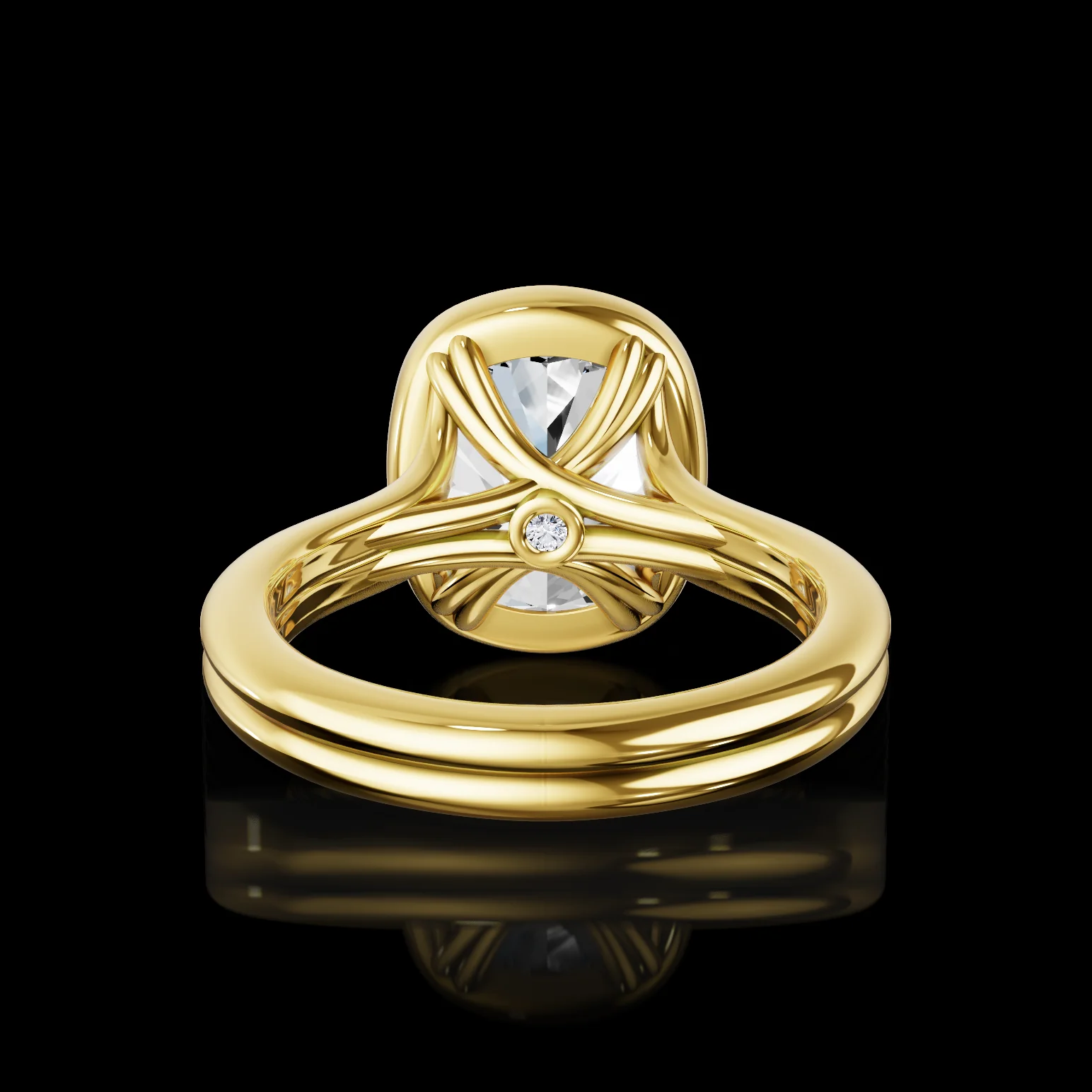 4.05 Cts 14k Yellow Gold Cushion Modified Shape Solitaire Ring - Image 4