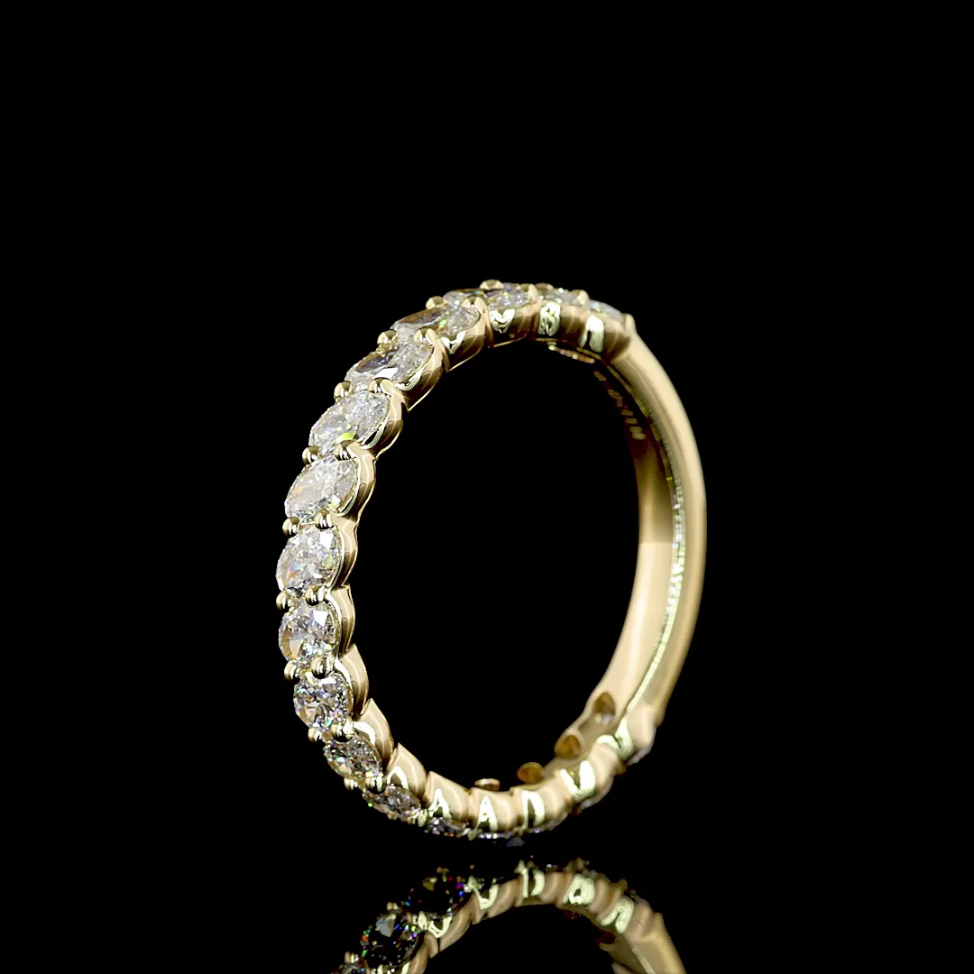 1.14 Cts 14k Yellow Gold Oval Shape 3/4 Band Eternity Band - Image 4