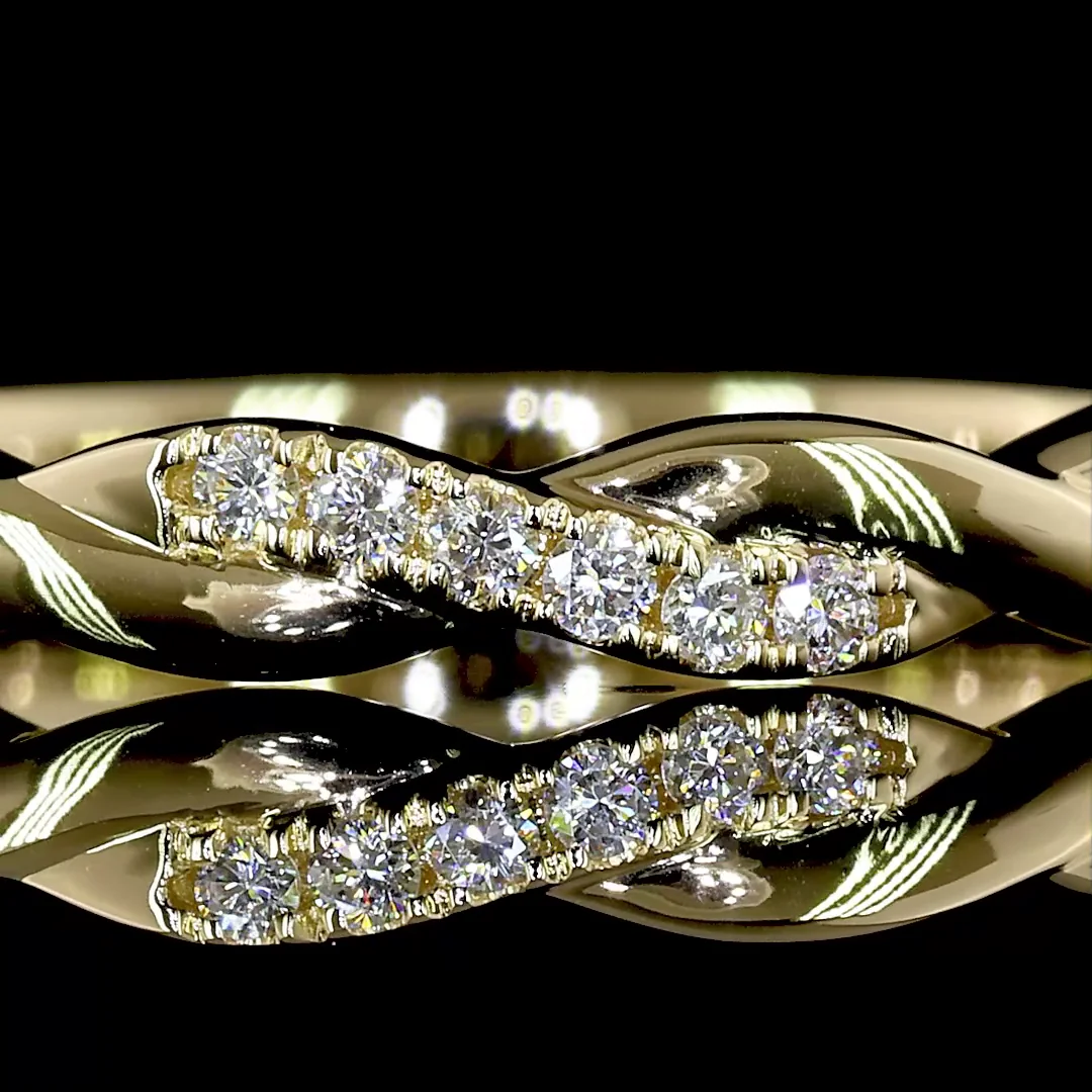 0.11 Cts 14k Yellow Gold Round Shape Half Eternity Eternity Band - Image 3