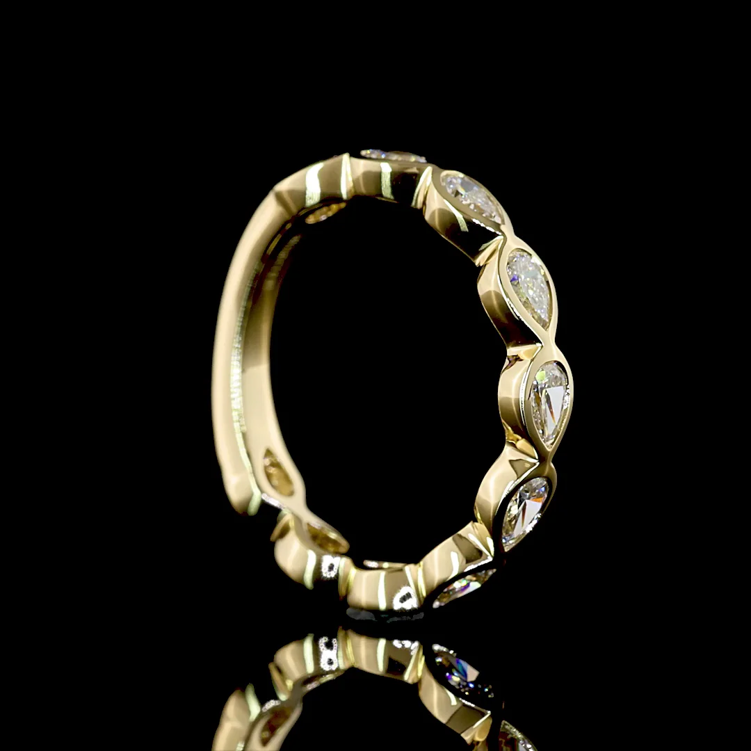 0.93 Cts 14k Yellow Gold Pear Shape 3/4 Band Eternity Band - Image 2
