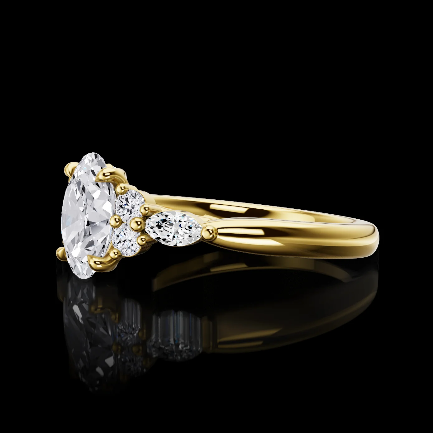 0.26 Cts 18k Yellow Gold Marquise Shape Split Shank Ring - Image 2