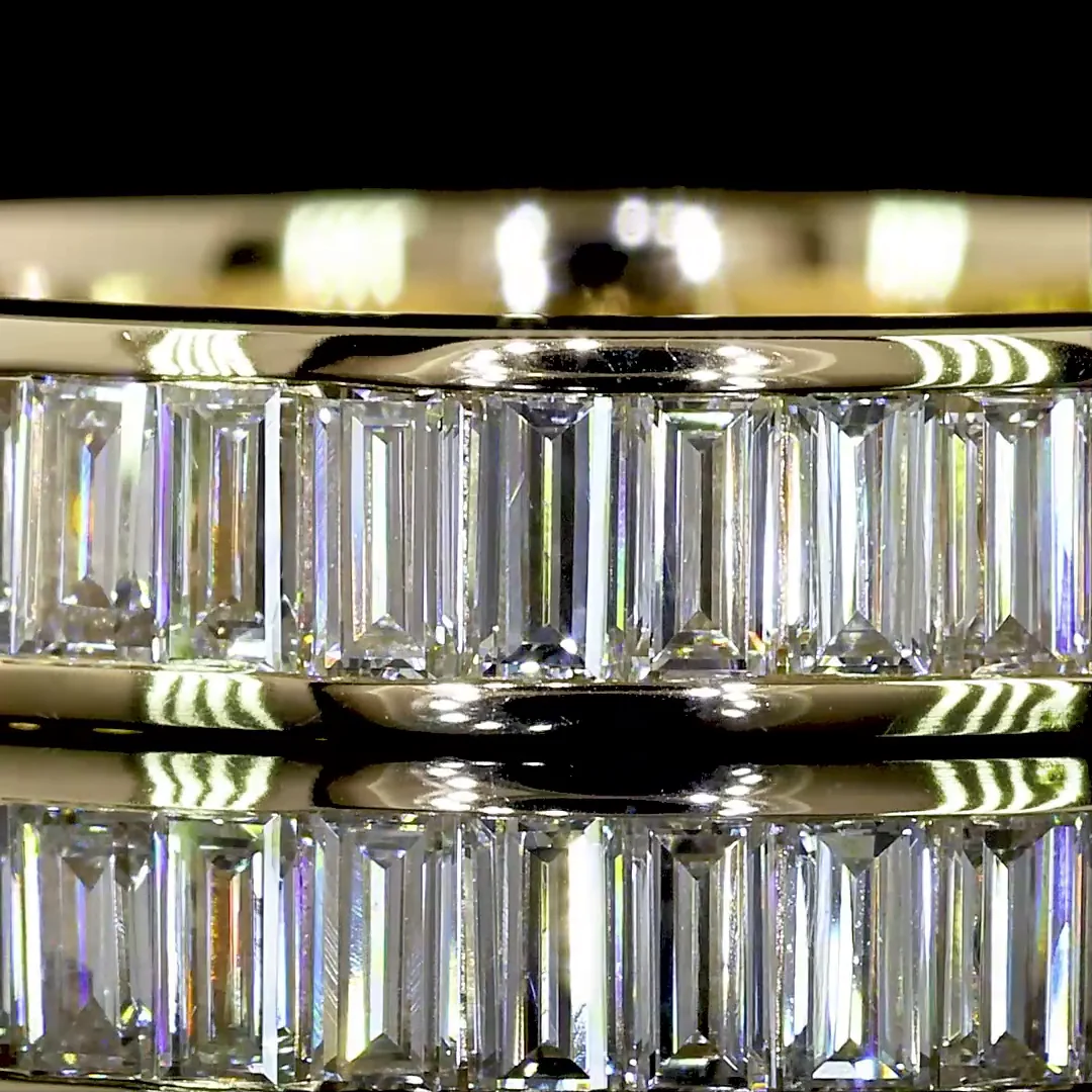 1.24 Cts 14k Yellow Gold Baguette Shape Half Eternity Eternity Band - Image 3