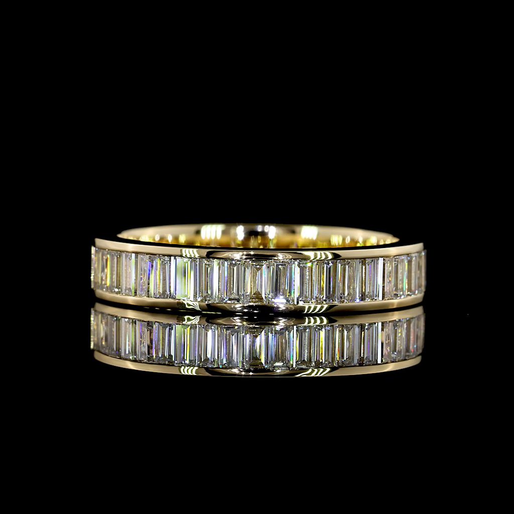 1.24 Cts 14k Yellow Gold Baguette Shape Half Eternity Eternity Band - Video