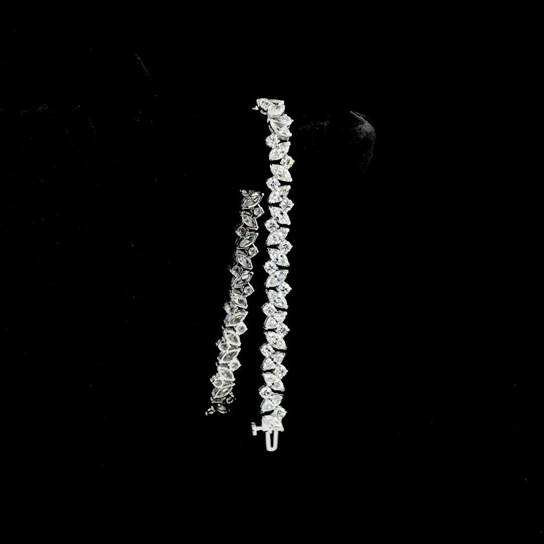 10.08 Cts 14k White Gold Marquise Shape Tennis Bracelet - Image 3