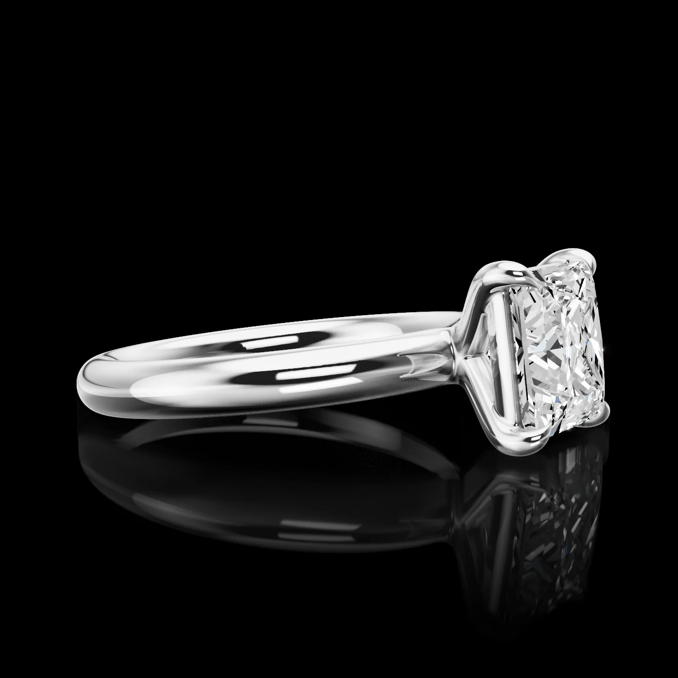 0 Cts 14k White Gold Shape Solitaire Ring - Image 3