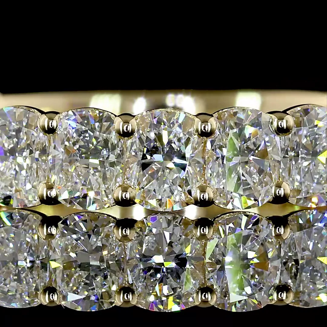 1.68 Cts 14k Yellow Gold Cushion Brilliant Shape 3/4 Band Eternity Band - Image 3