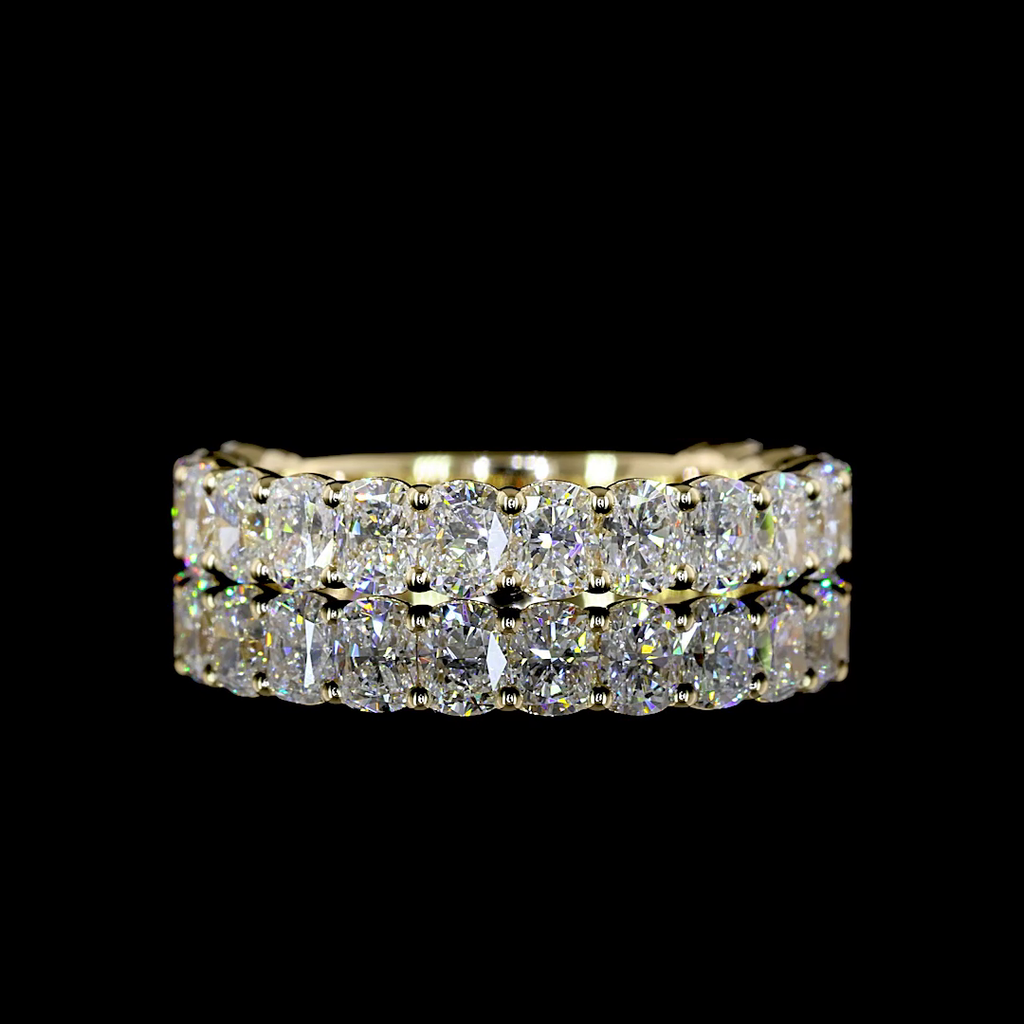 1.68 Cts 14k Yellow Gold Cushion Brilliant Shape 3/4 Band Eternity Band - Video