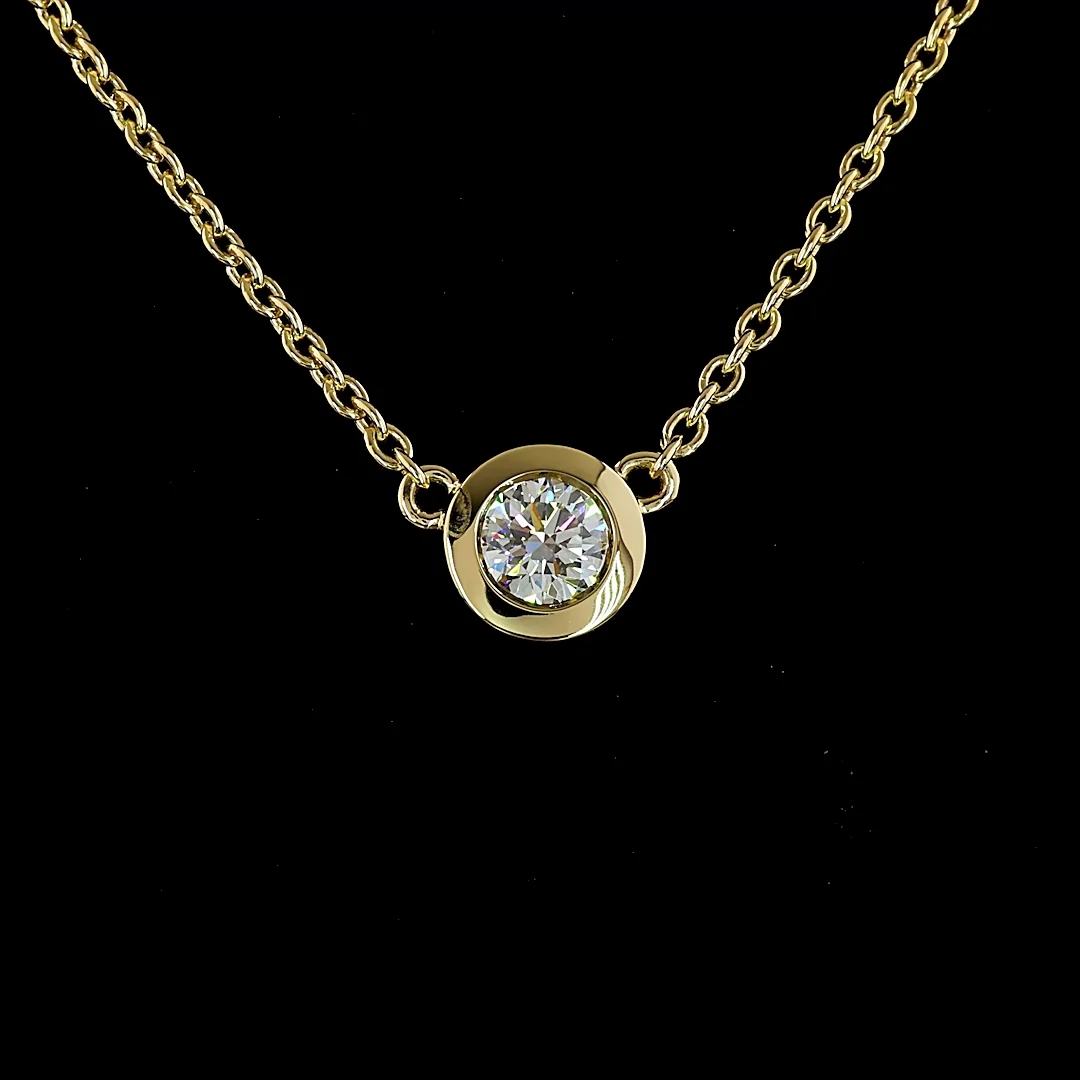 0.5 Cts 14k Yellow Gold Round Shape Solitaire Pendant - Image 3