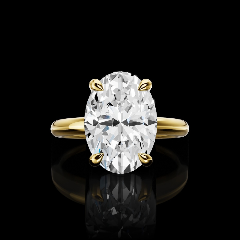 0.16 Cts 14k Yellow Gold Round Shape Hidden Halo Ring - Video