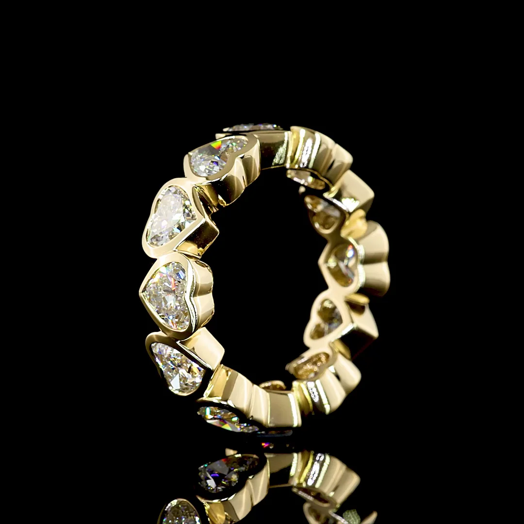 6.13 Cts 14k Yellow Gold Heart Shape Eternity Band Eternity Band - Image 4