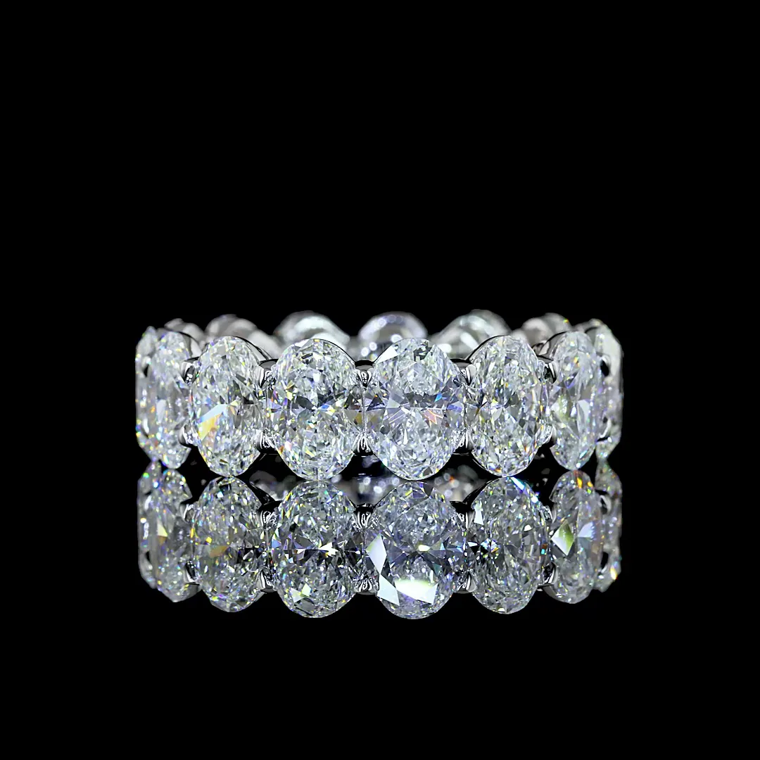 8.13 Cts 14k White Gold Oval Shape Eternity Band Ring - Video