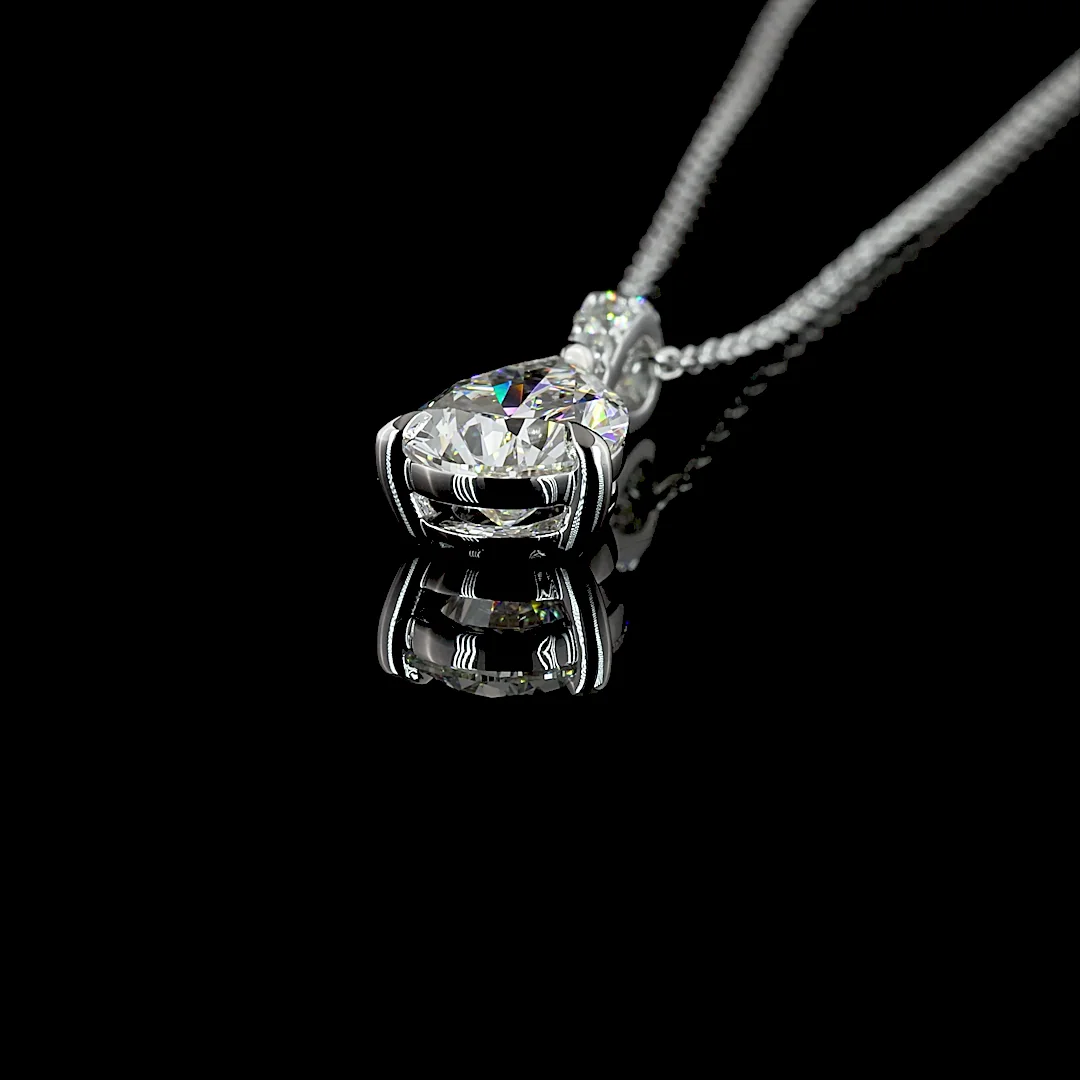 1.61 Cts 18k White Gold Pear Shape Pendant Pendant - Image 4