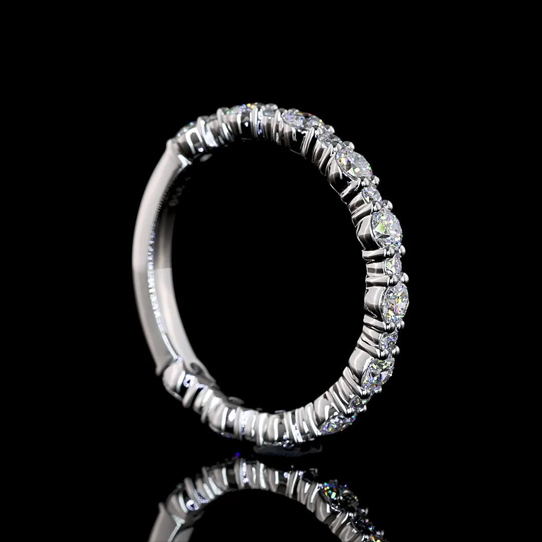 0.83 Cts Platinum Round Shape 3/4 Band Eternity Band - Image 2