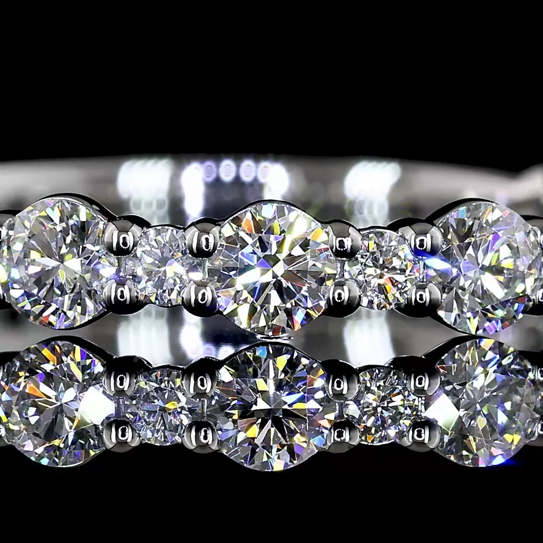 0.83 Cts Platinum Round Shape 3/4 Band Eternity Band - Image 3