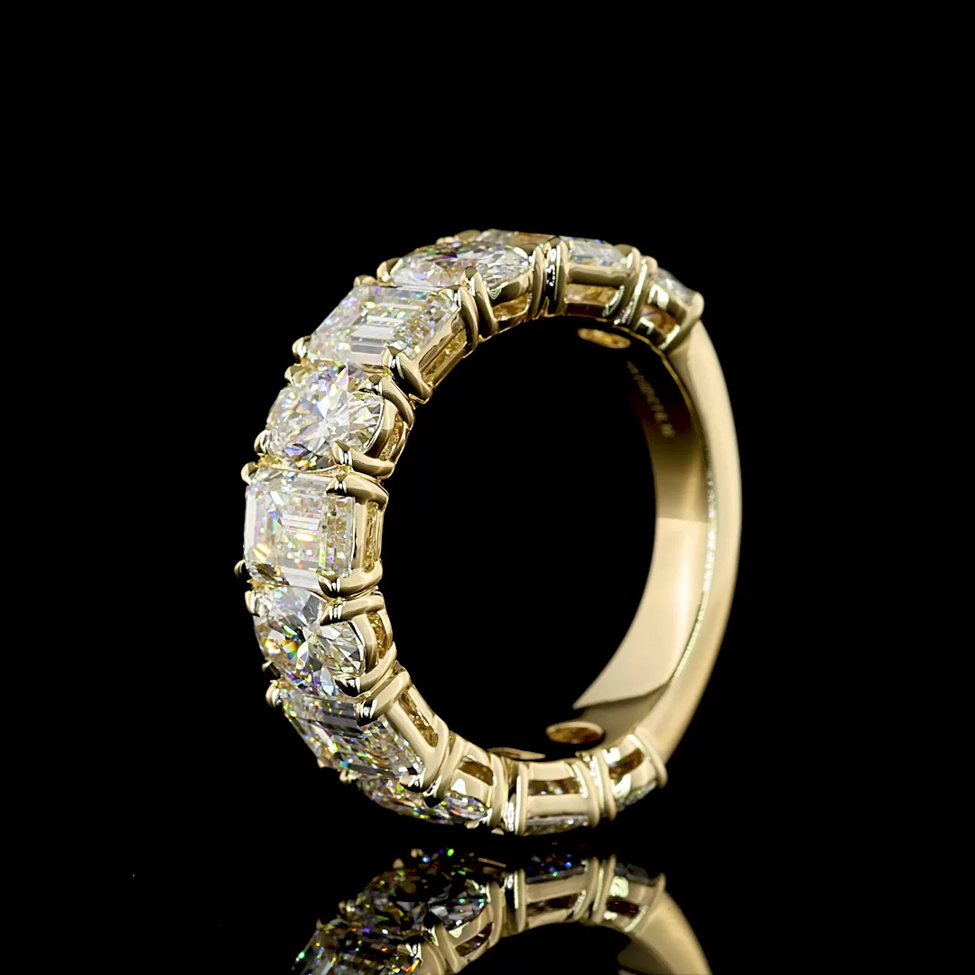 6.16 Cts 14k Yellow Gold Oval Shape 3/4 Band Eternity Band - Image 4