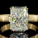 3.93 Cts 14k Yellow Gold Radiant Shape Hidden Halo Ring - Image 3