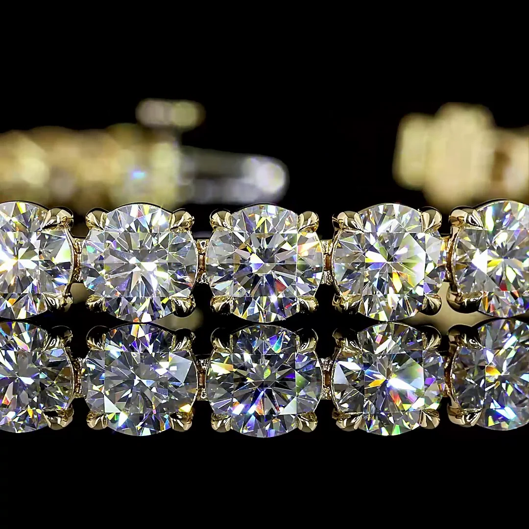 17.34 Cts 14k Yellow Gold Round Shape Tennis Bracelet - Image 2