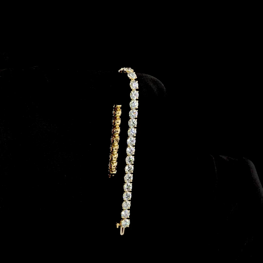 17.34 Cts 14k Yellow Gold Round Shape Tennis Bracelet - Image 3