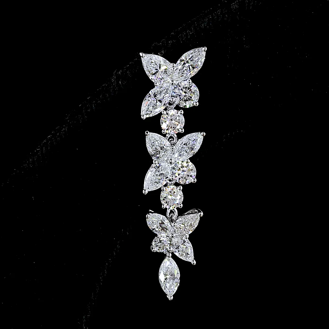 4.27 Cts 14k White Gold Mix Shape Hanging Earring - Image 3