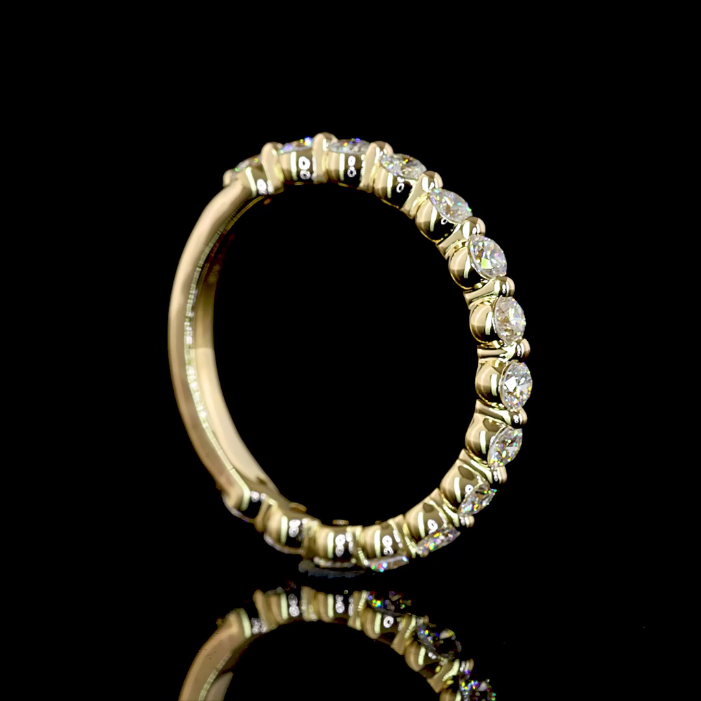 0.74 Cts 14k Yellow Gold Round Shape 3/4 Band Eternity Band - Image 2
