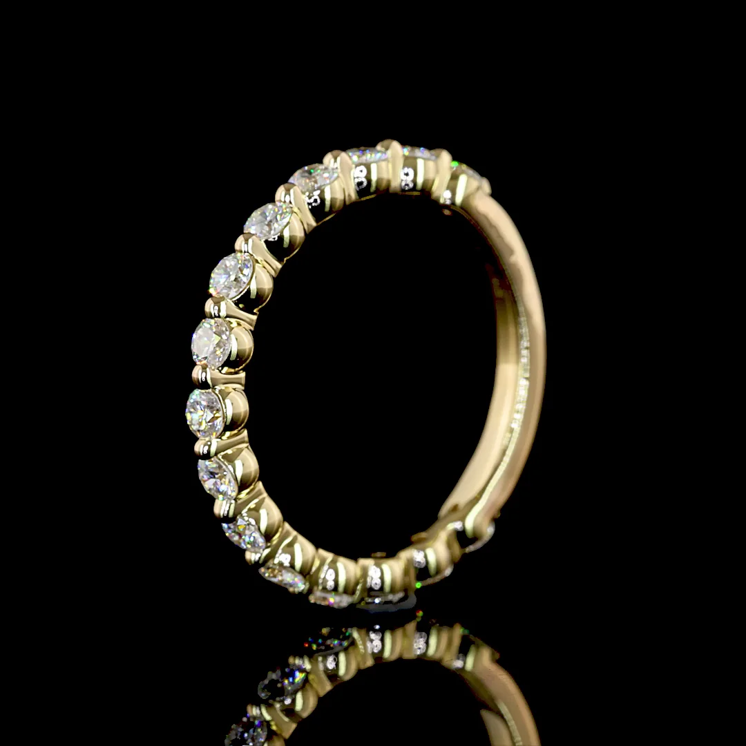 0.74 Cts 14k Yellow Gold Round Shape 3/4 Band Eternity Band - Image 4