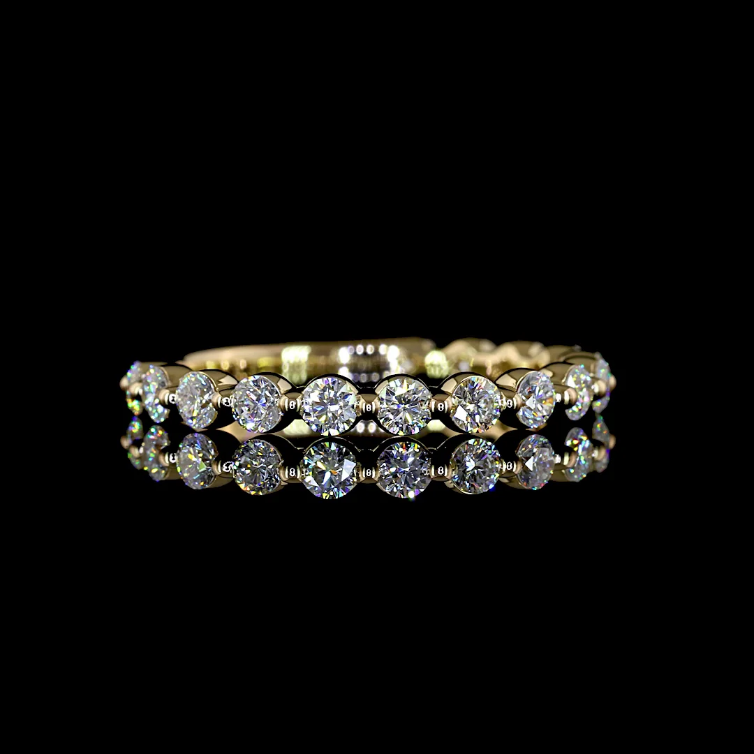 0.74 Cts 14k Yellow Gold Round Shape 3/4 Band Eternity Band - Video