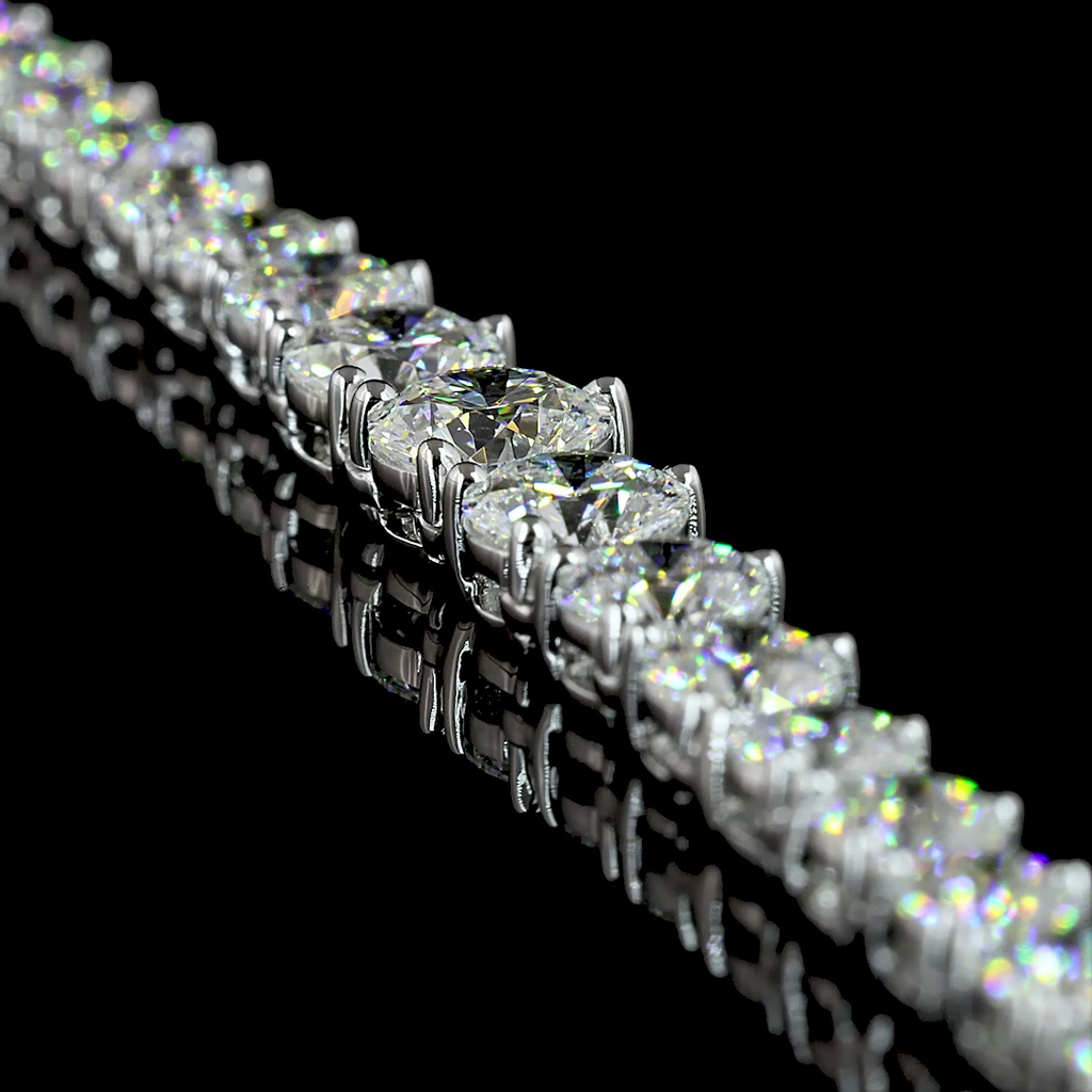9.89 Cts 14k White Gold Round Shape Riviera Necklace - Image 4