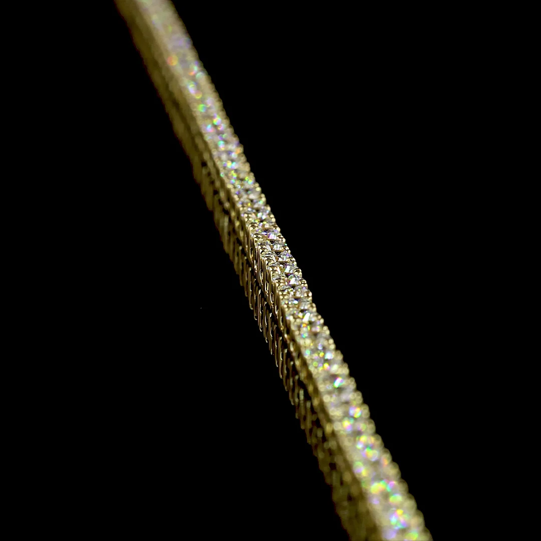 4.79 Cts 14k Yellow Gold Round Shape Tennis Necklace - Image 2 (4)