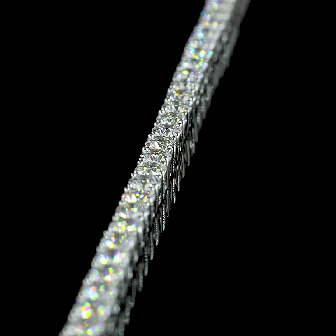 9.17 Cts 14k White Gold Round Shape Tennis Necklace - Image 4