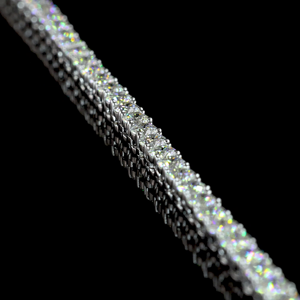 9.61 Cts 14k White Gold Round Shape Tennis Necklace - Image 2