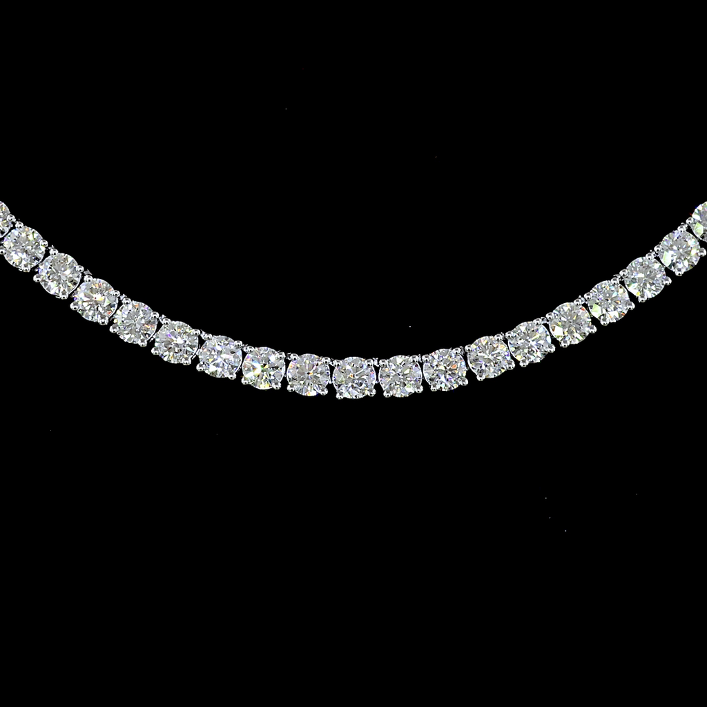 9.61 Cts 14k White Gold Round Shape Tennis Necklace - Image 3