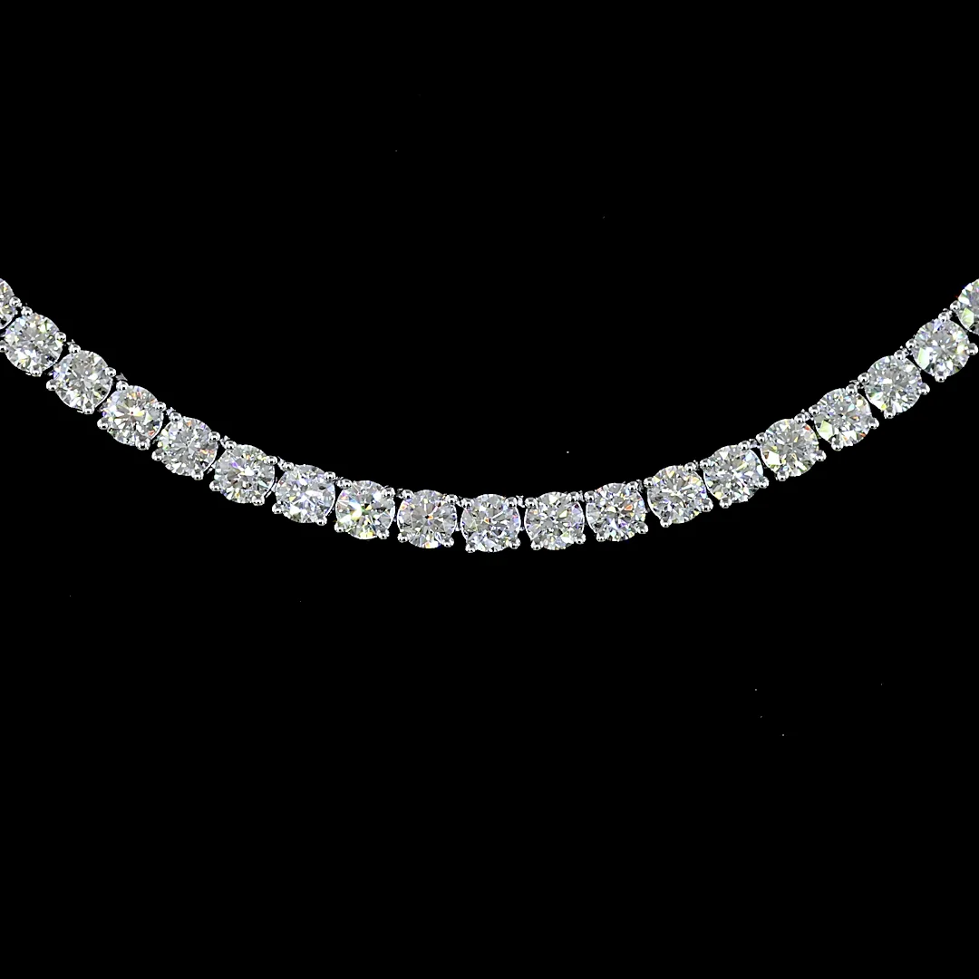 9.61 Cts 14k White Gold Round Shape Tennis Necklace - Image 3 (3)