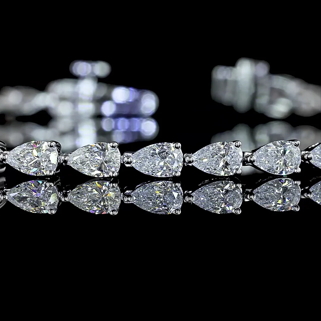 3.87 Cts 14k White Gold Pear Shape Tennis Bracelet - Image 2