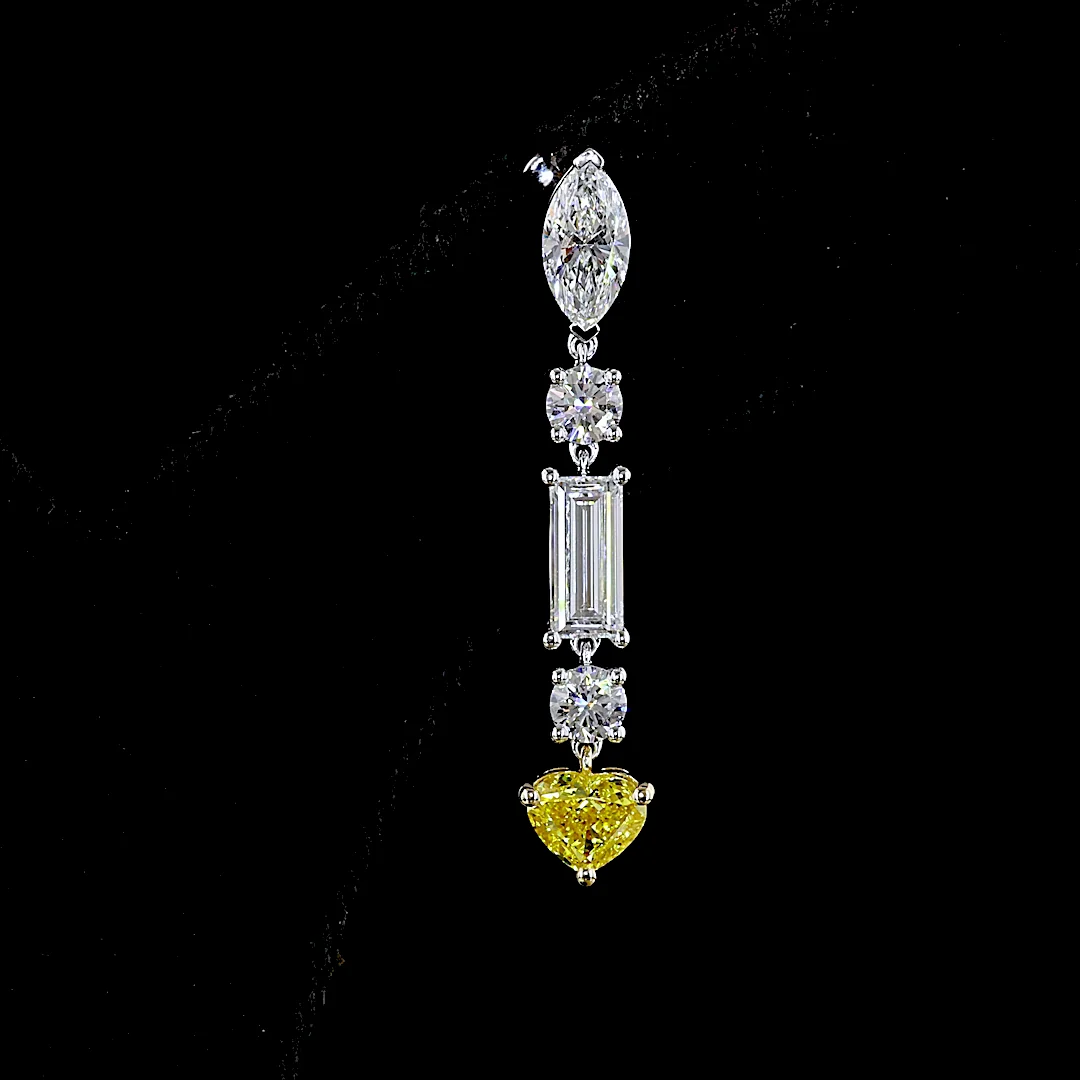 3.86 Cts 14k Two Tone Mix Shape Hanging Earring - Image 3