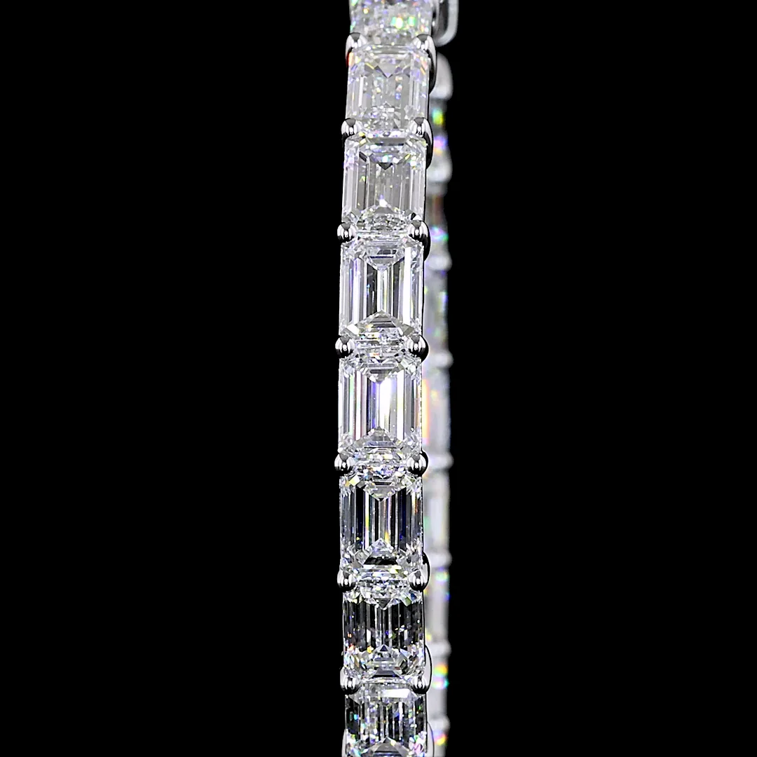 11.08 Cts 14k White Gold Emerald Shape Hoops Earring - Image 3