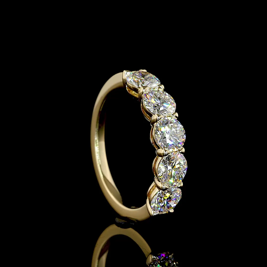 1.99 Cts 14k Yellow Gold Round Shape 5 Stones Eternity Band - Image 2