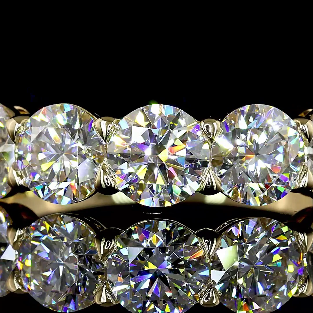 1.99 Cts 14k Yellow Gold Round Shape 5 Stones Eternity Band - Image 3