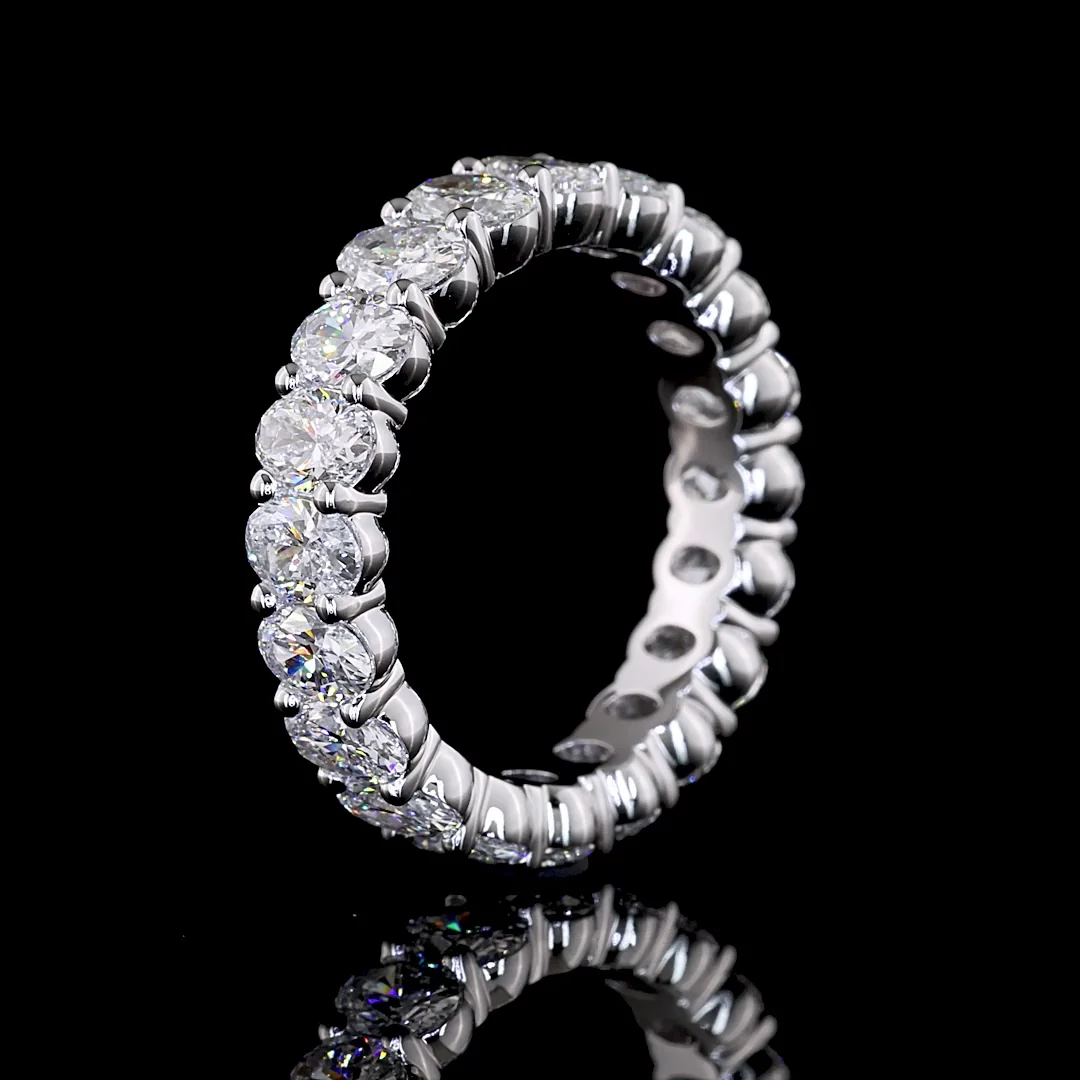 3.21 Cts 18k White Gold Oval Shape Eternity Band Eternity Band - Image 4