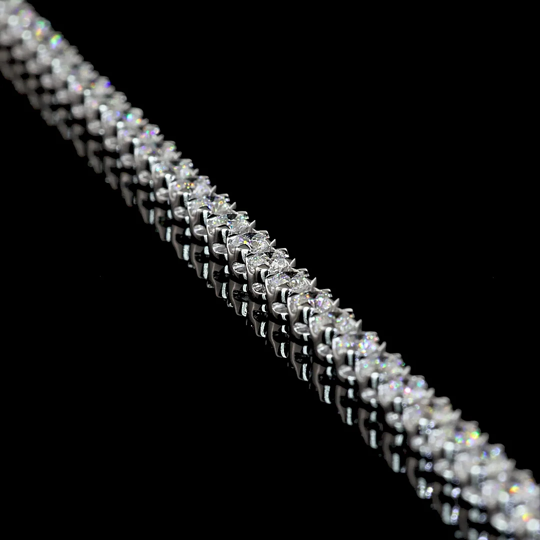 7.56 Cts 14k White Gold Round Shape Tennis Necklace - Image 2 (4)