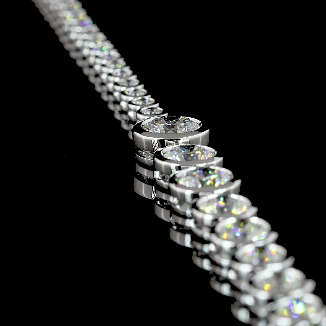 9.93 Cts 14k White Gold Round Shape Riviera Necklace - Image 2 (4)