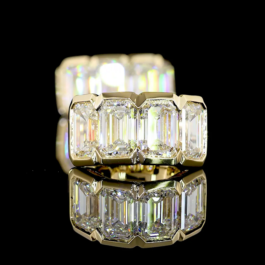 6.3 Cts 14k Yellow Gold Emerald Shape Huggies Earring - Image 2