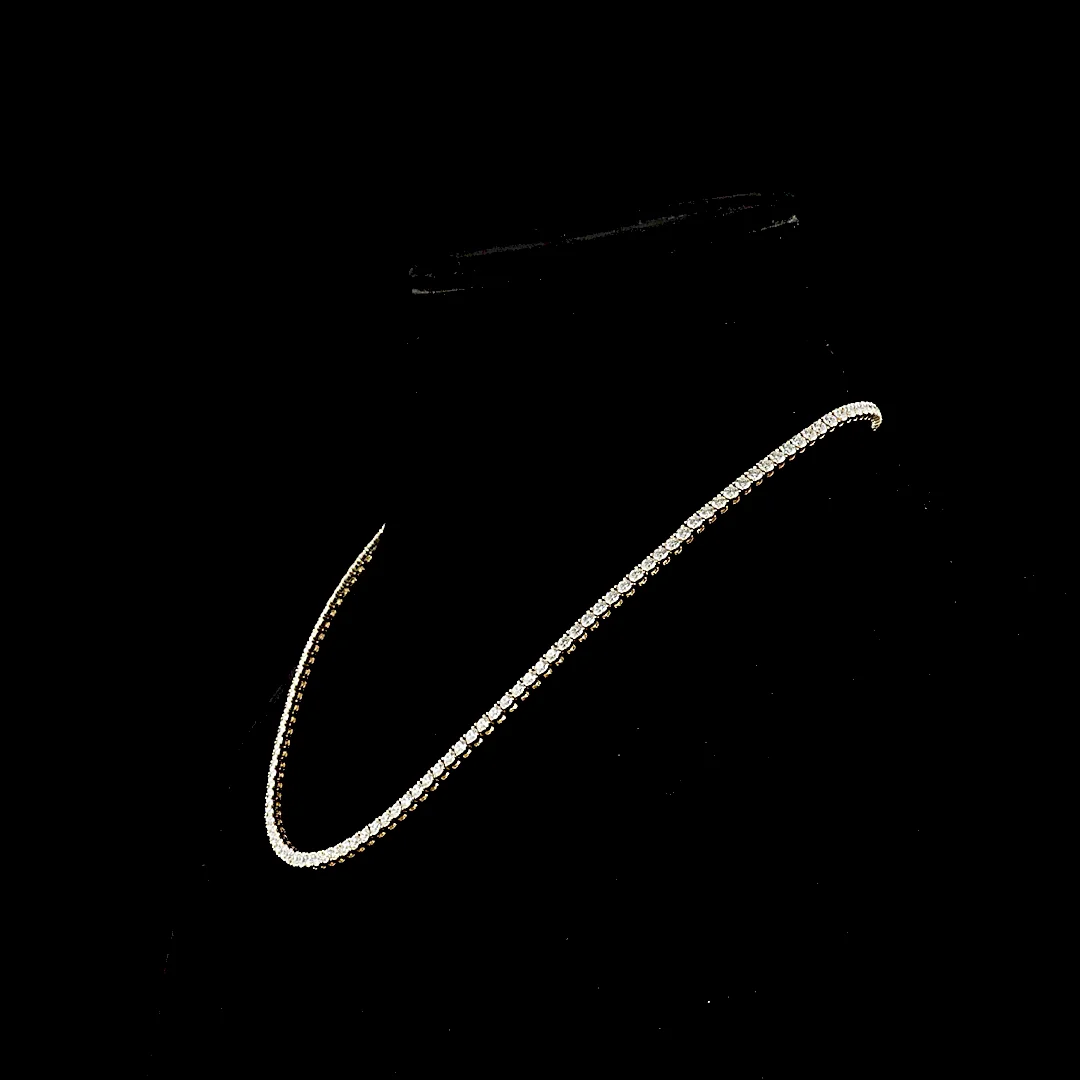 12.28 Cts 14k Yellow Gold Round Shape Tennis Necklace - Image 2 (3)