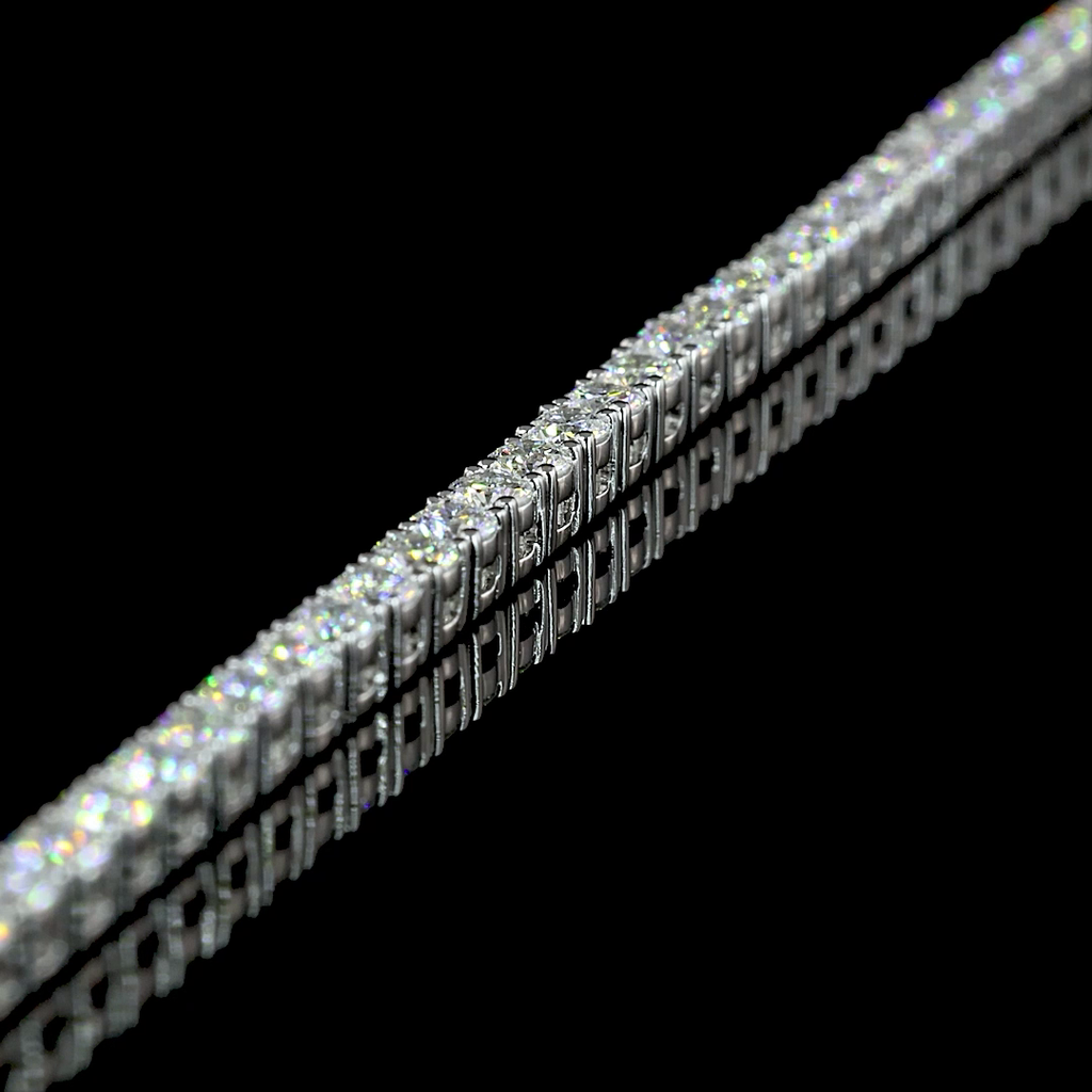 7.37 Cts 14k White Gold Round Shape Tennis Necklace - Image 4